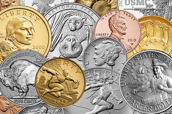 collage of coins and medals