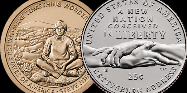 Steve Jobs Coin and Gettysburg Address Quarter